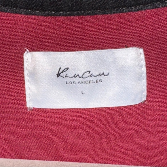 KanCan Large Black and Red Plaid Denim Jacket - Picture 5 of 6